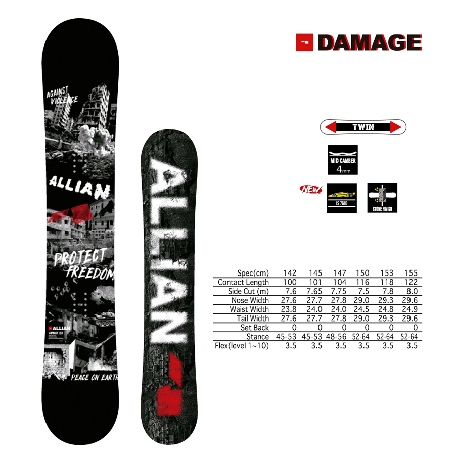 美品 ALLIAN DAMAGE 148cm アライアン ダメージ 人気グラフィック スノーボード - ece.edu.mx